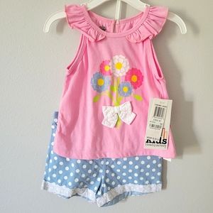 NWT Kids Headquarters Summer Outfit 2pc Girl 18m